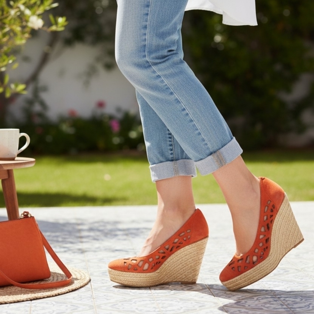 DESIGNER Calvin Klein Suede Wedge Heels